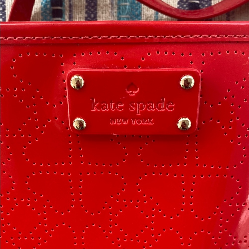 Kate Spade Red Tote Bag EUC - Picture 5 of 10